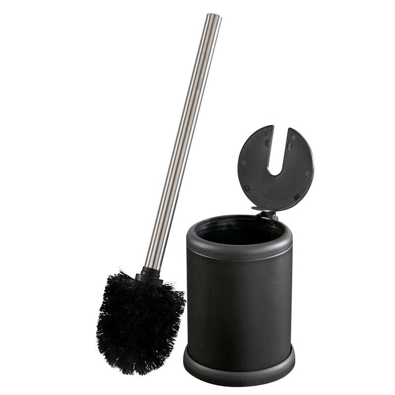 Bath Bliss Toilet Brush and Holder | Self Closing Lid | 360 Degree Brush Head | Bathroom Cleaning | Compact Size | Storage and Organization | Matte Black - Image 1
